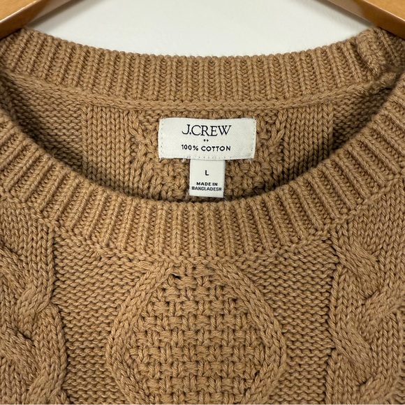 J.Crew Cable Knit Sweater Vest L NWT | 100% Cotton Fisherman Style Tan - Picture 3 of 8